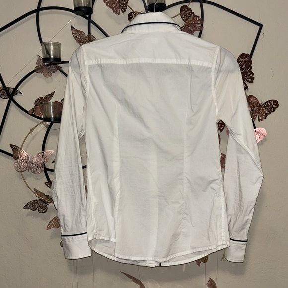 Banana Republic Collared Button Dress Shirt White w Black Piping Detail  2 P - Picture 7 of 7